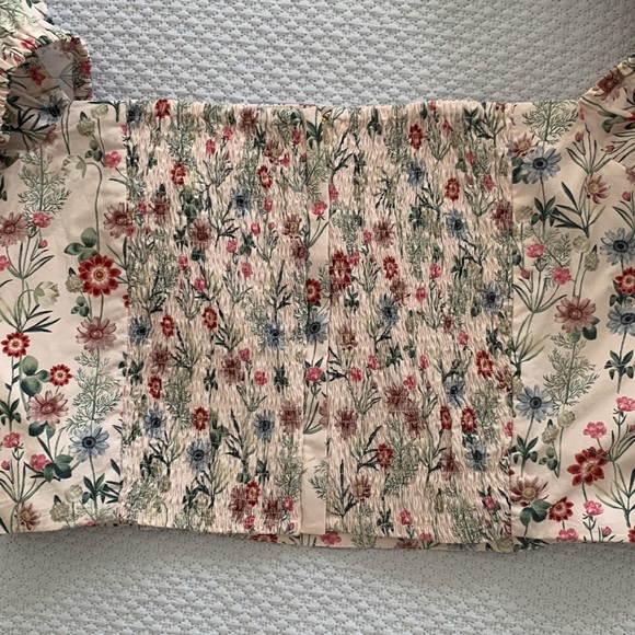 Cara Cara Sagaponack Top Millerton Print. Smocked Back. Puff sleeve. Cropped - Picture 4 of 4